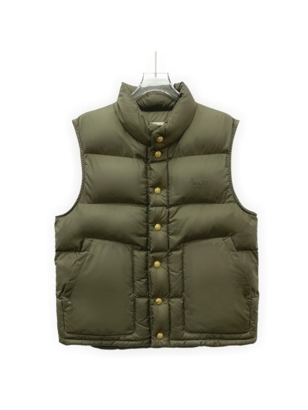 Celine Dark Green Carriage Embroidered Stand-Collar Vest